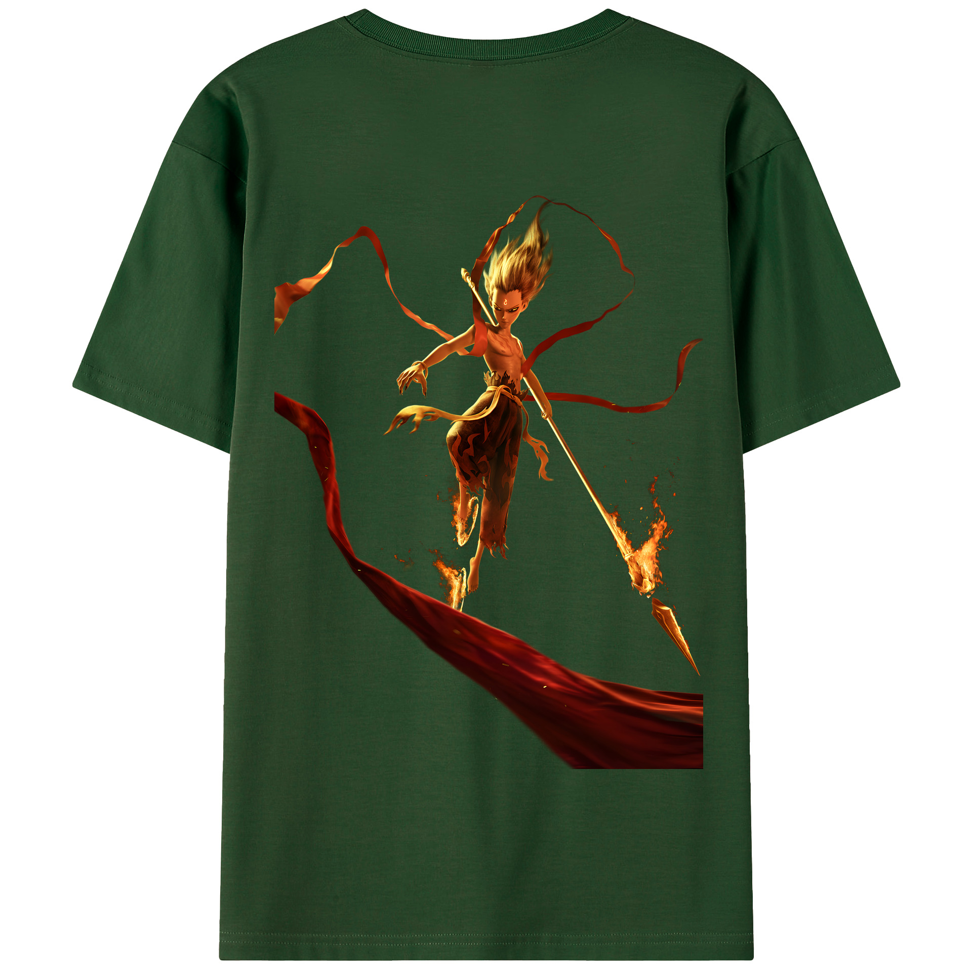 （画像用） Ne Zha 2 ナタ 魔童の大暴れ 綿100％半袖Tシャツ（背面プリント）